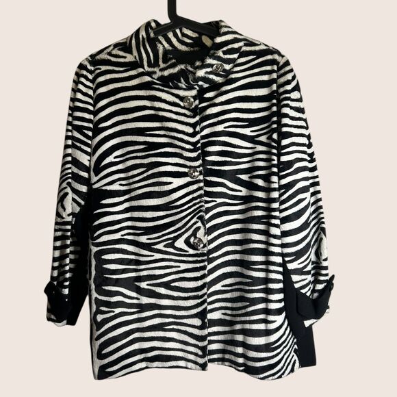 🦓 VTG BEL AMI GINZA TOKYO ZEBRA PRINT IMITATION HIDE COAT MEDIUM - Picture 2 of 7